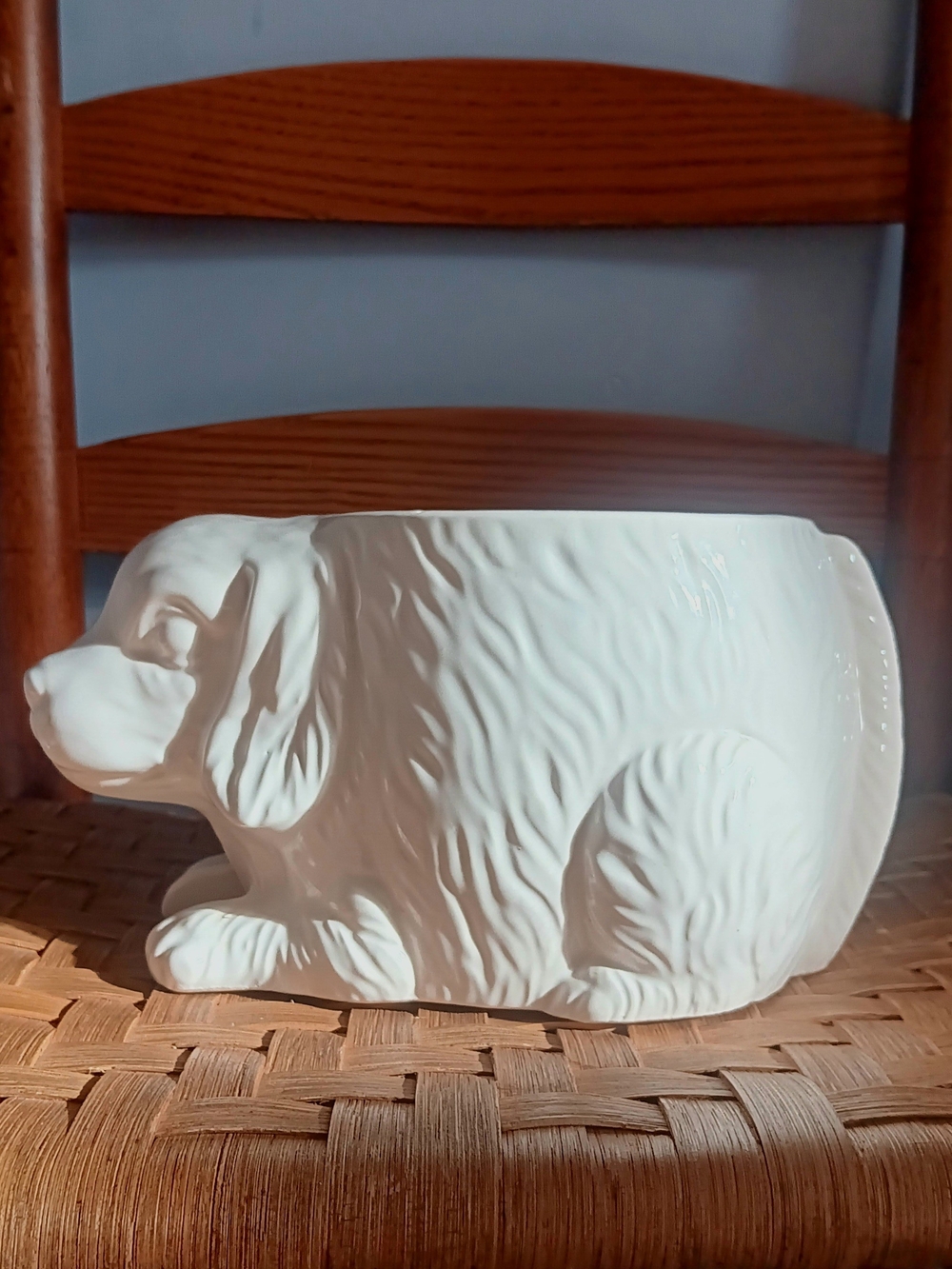 Vintage Dog Planter White Glazed Ceramic Mid Century Modern Made In Japan